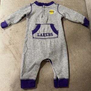 Lakers Baby Longsleeve Onesie Gray and Purple